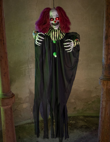 Décoration animée Clown Terrifiant suspendu 130 cm