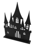 Décoration château hanté en bois noir 18 x 23 cm