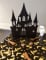 Décoration château hanté en bois noir 18 x 23 cm