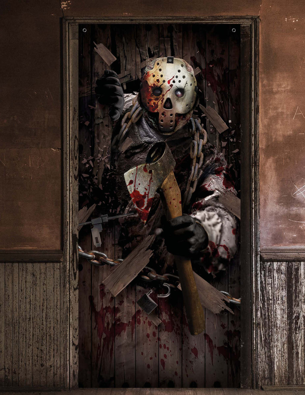 Décoration de porte assassin à la hâche 80 x 180 cm