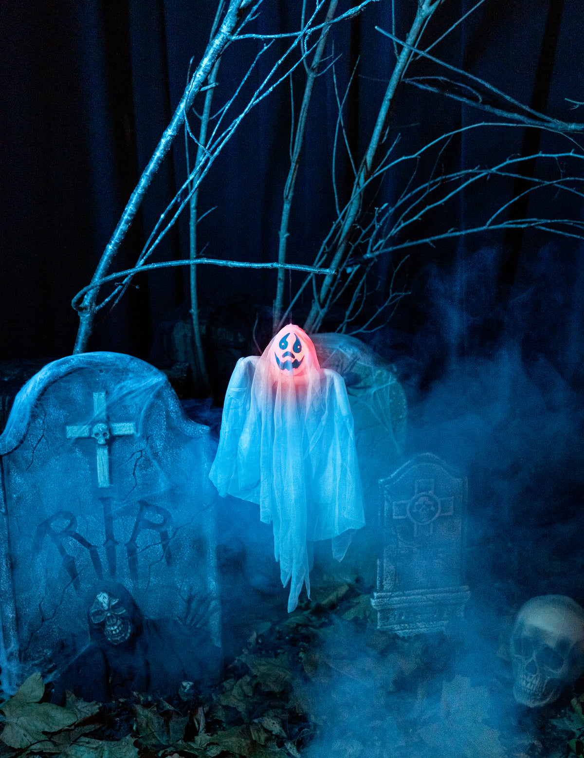 Décoration fantôme lumineux Halloween 50 cm