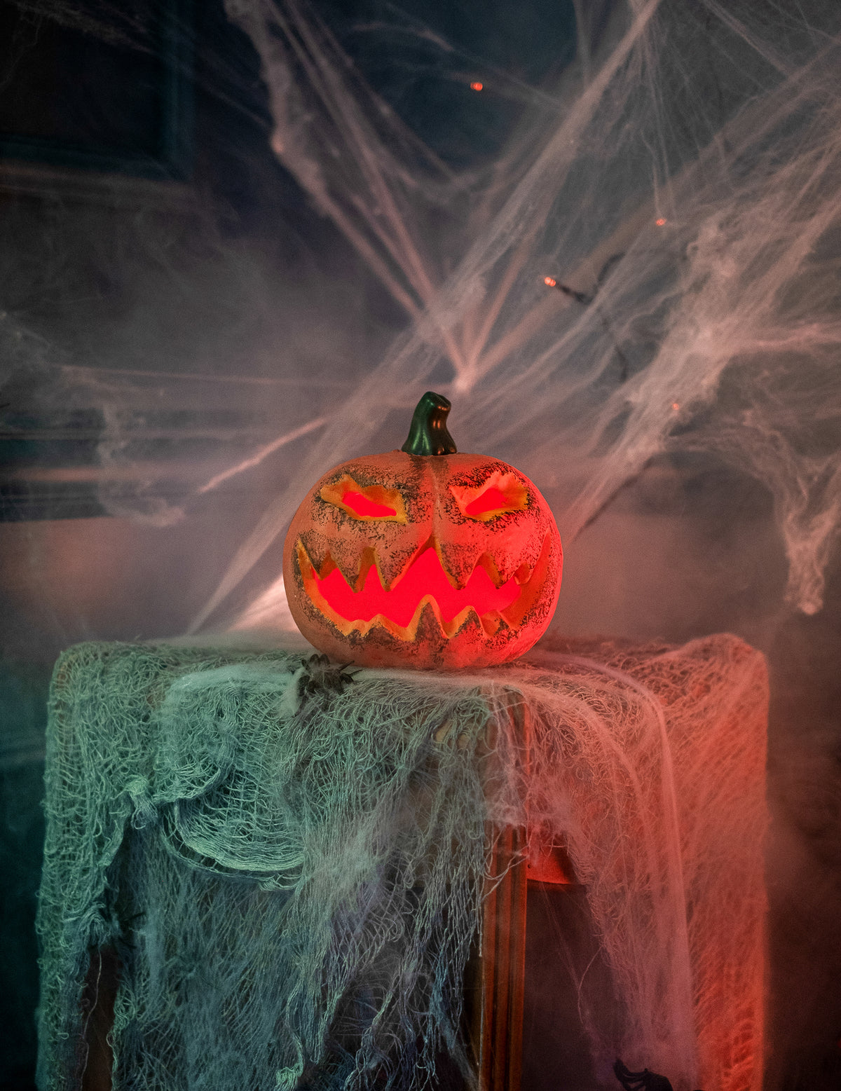 Décoration lumineuse citrouille Halloween 16 cm