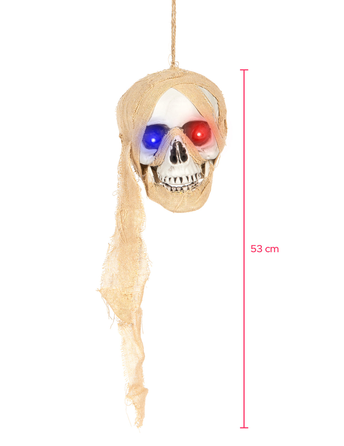Le trésor du pirate maudit — tête de mort pirate lumineuse à suspendre, 53 cm