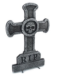 Décoration pierre tombale croix avec tête de mort 39 x 58 cm