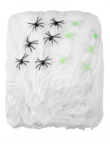 Toile d'araignée blanche avec araignées 500 g Halloween