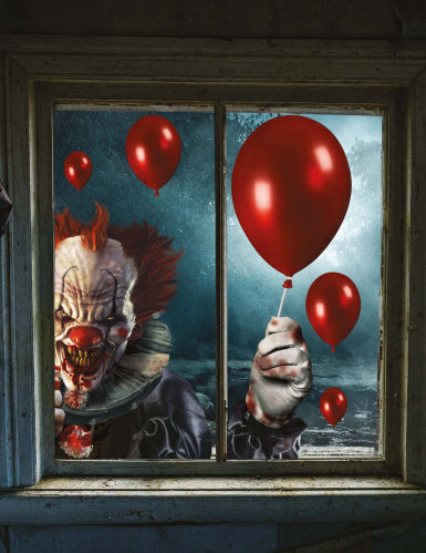 Décorations pour fenêtre clown terrifiant 30 x 40 cm