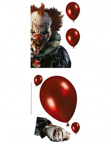 Décorations pour fenêtre clown terrifiant 30 x 40 cm