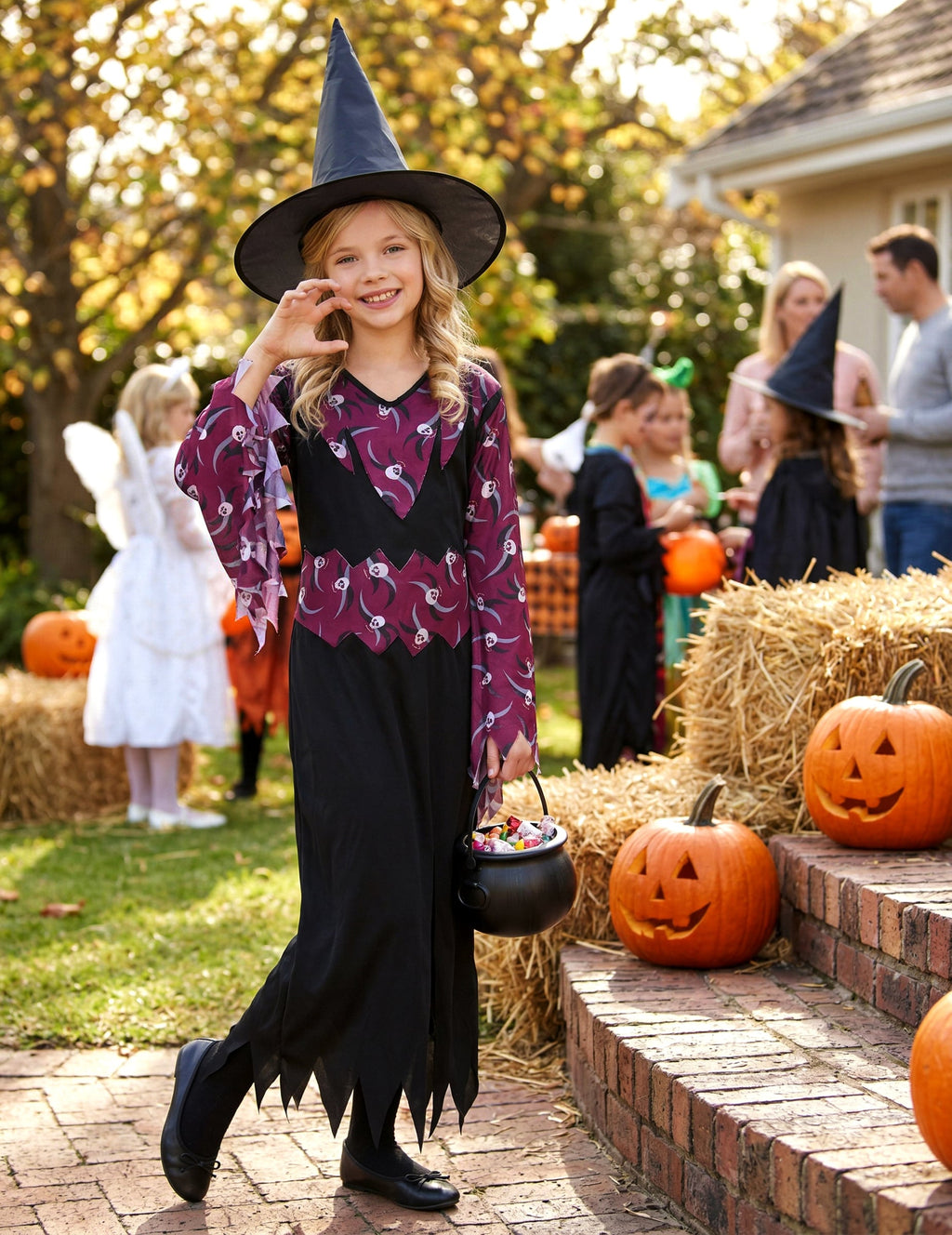 Pack sorcière avec chapeau fille Halloween — photo des articles