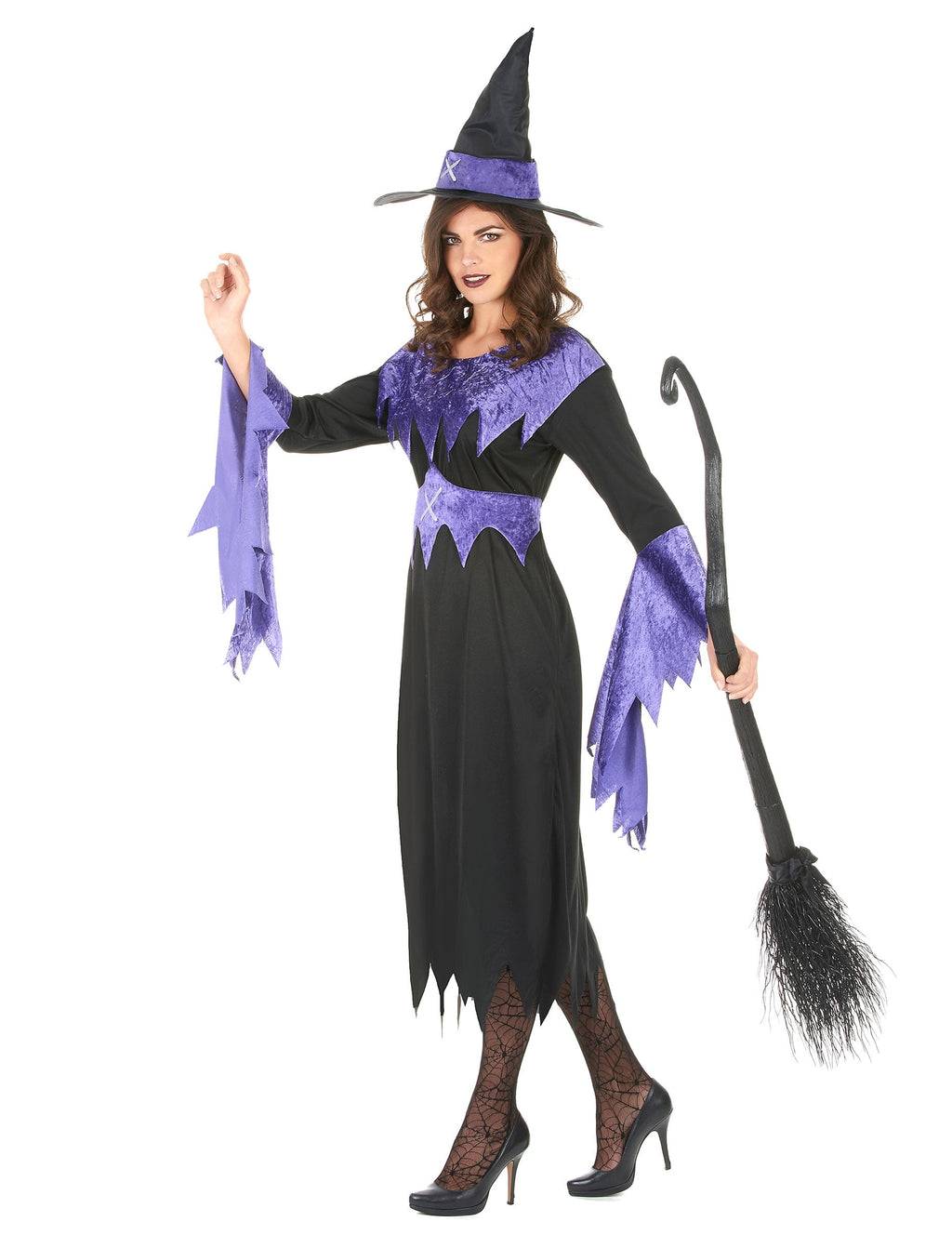 Pack sorcière violette avec chapeau femme Halloween — photo des articles