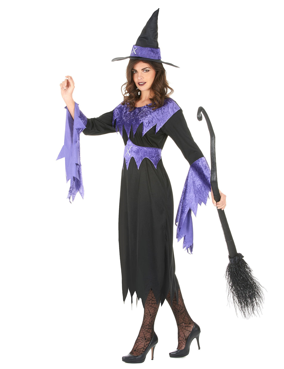 Pack sorcière violette avec chapeau femme Halloween — photo des articles