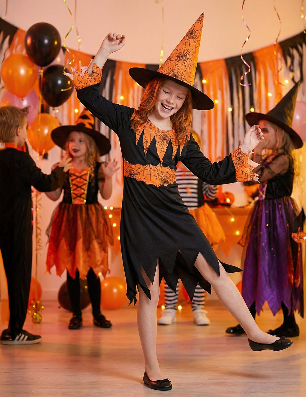 Pack sorcière orange et noire fille — photo des articles