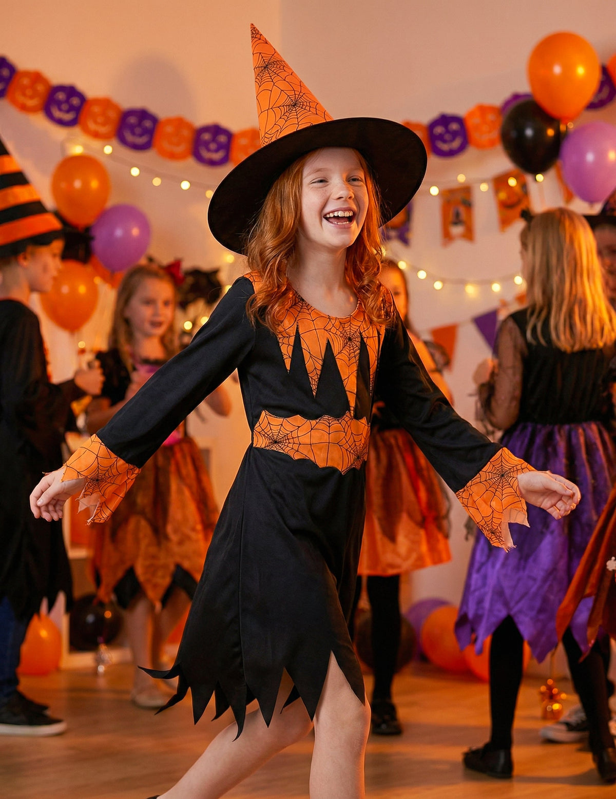 Pack sorcière orange et noire fille — photo des articles