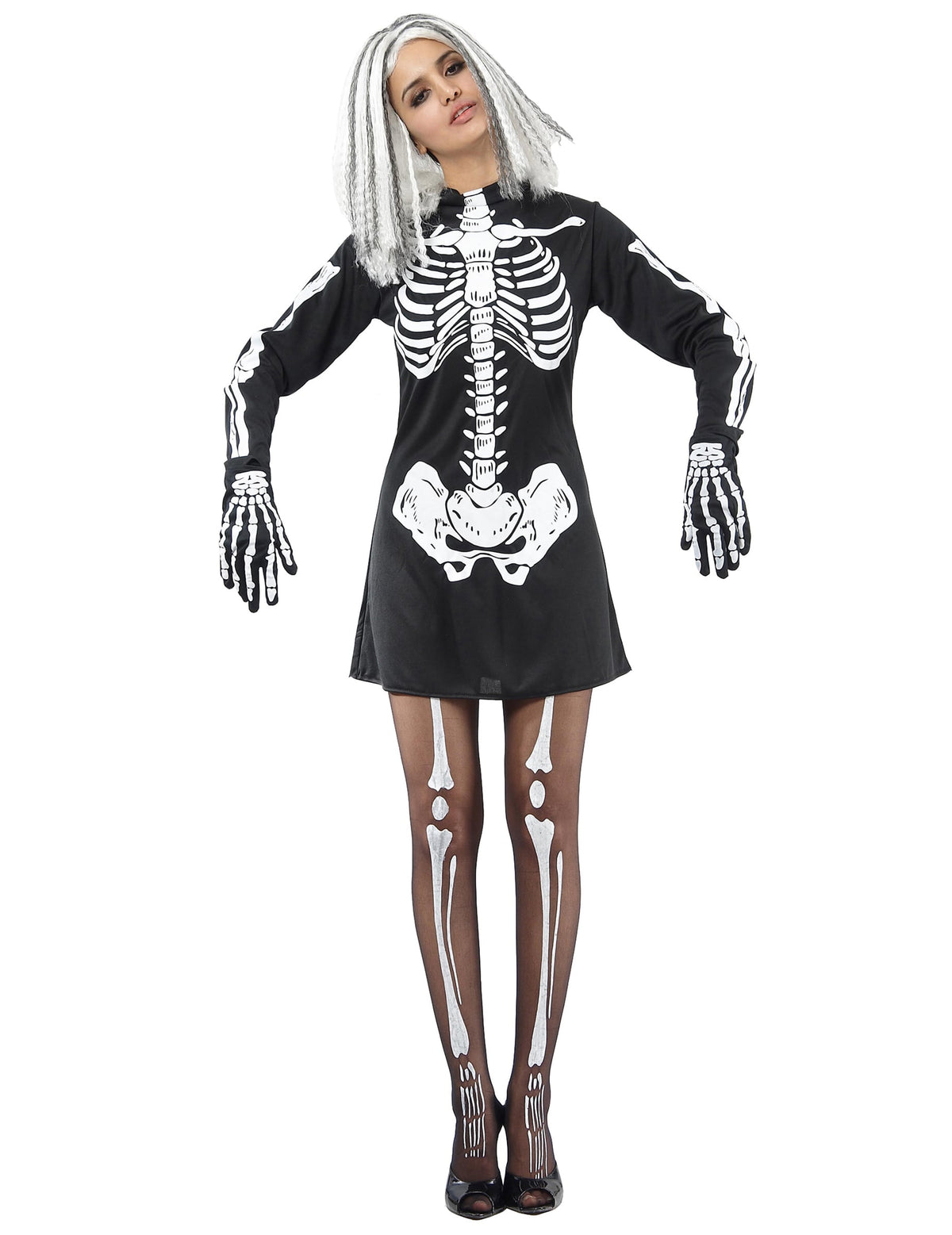 Pack squelette noir et blanc femme Halloween — photo des articles