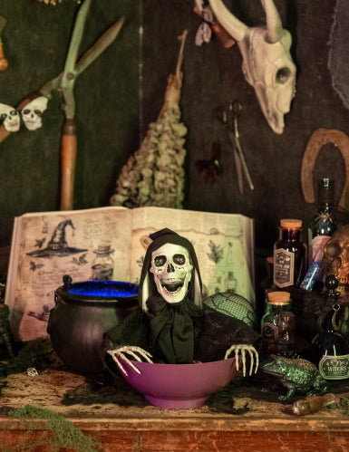 Faucheur macabre avec bol lumineux 52 cm