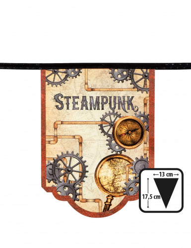 Guirlande 11 fanions en carton Steampunk 4 m