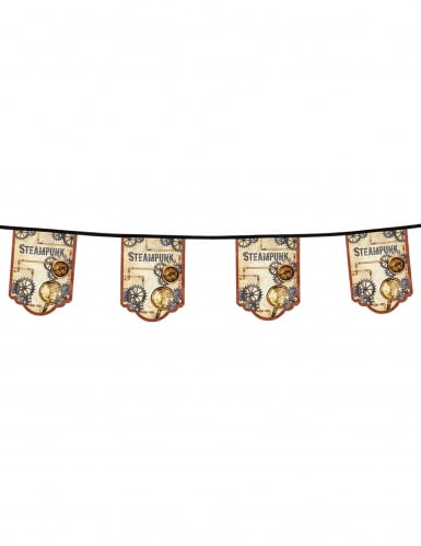 Guirlande 11 fanions en carton Steampunk 4 m