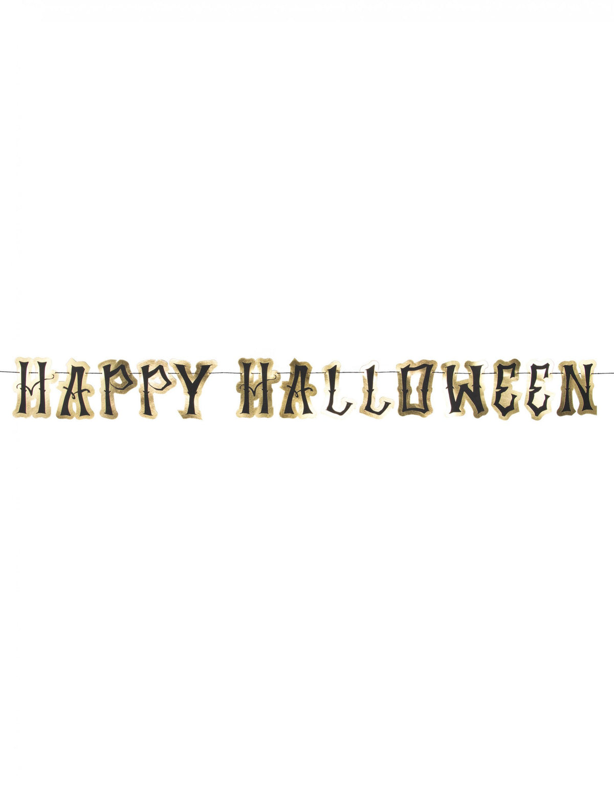 Guirlande en carton happy Halloween noire et or 2 m avec lettres