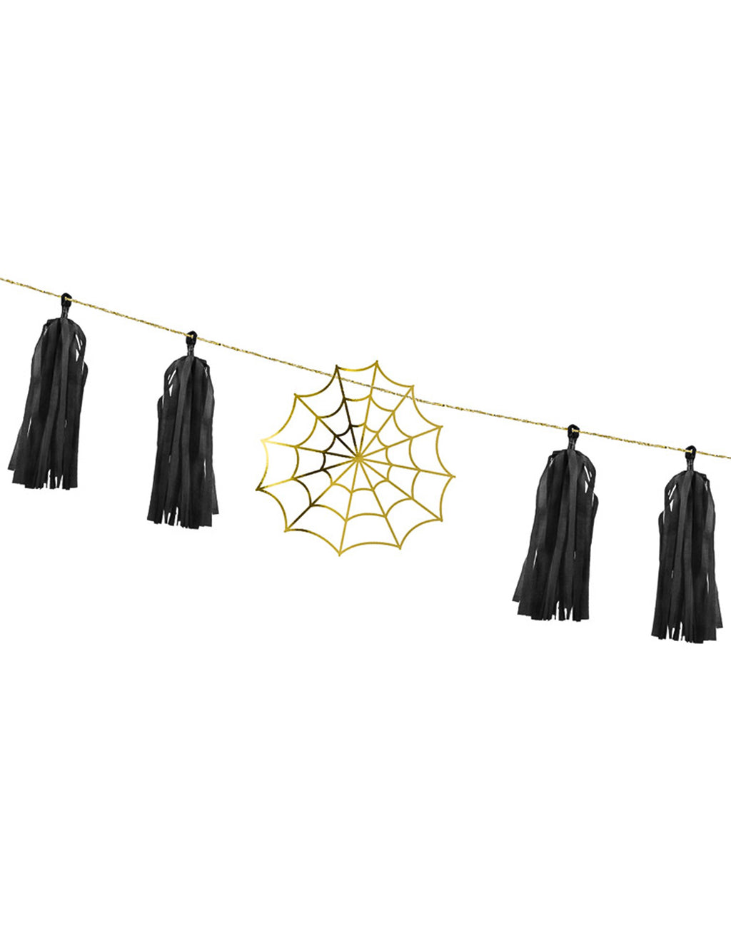Guirlande en papier tassel toile d'araignée dorée 1,75 m à monter