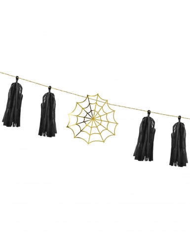 Guirlande en papier tassel toile d'araignée dorée 1,75 m à monter