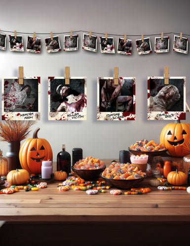 Guirlande en papier photos scène de crime 2,74 m