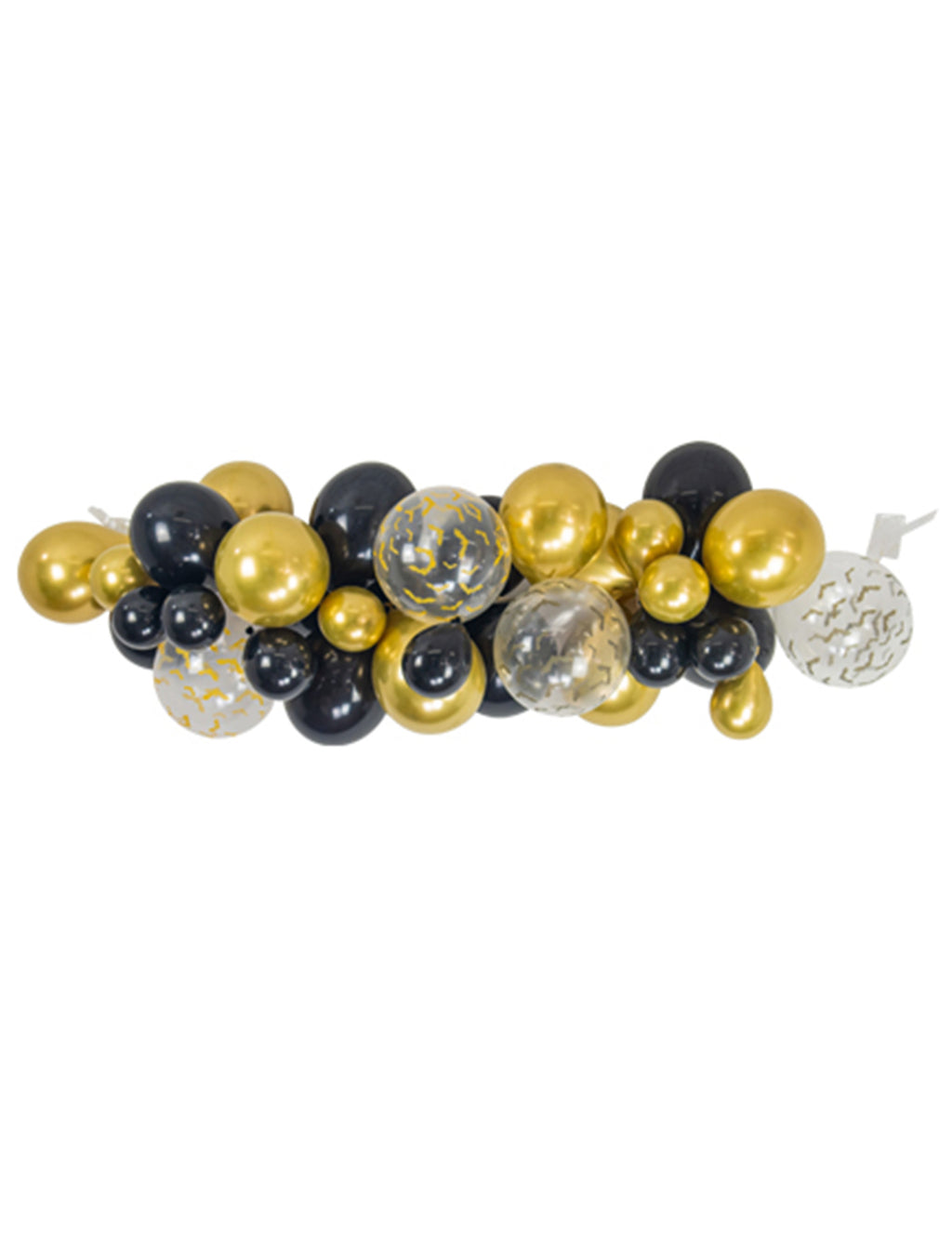 Kit arche de 34 ballons Halloween noir, or et transparent avec chauve-souris