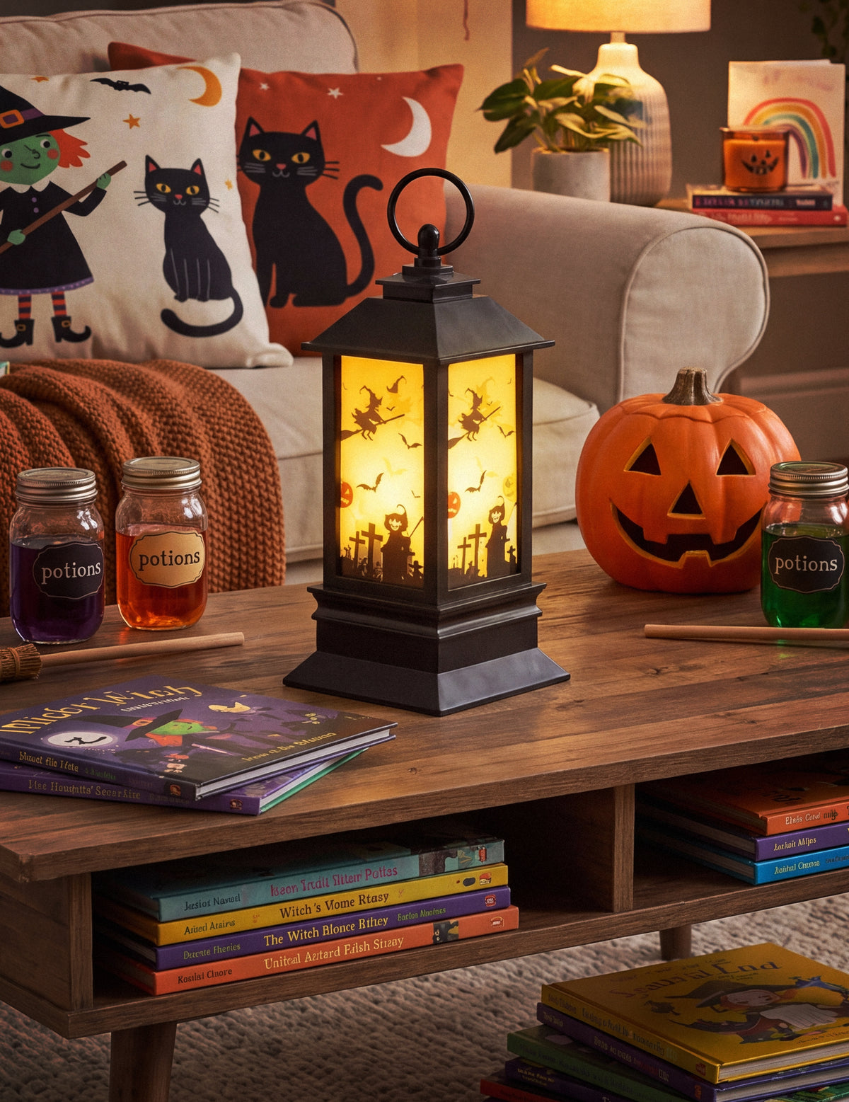 Pack décoration Maison Halloween — Lanterne lumineuse Halloween 18 x 9 cm