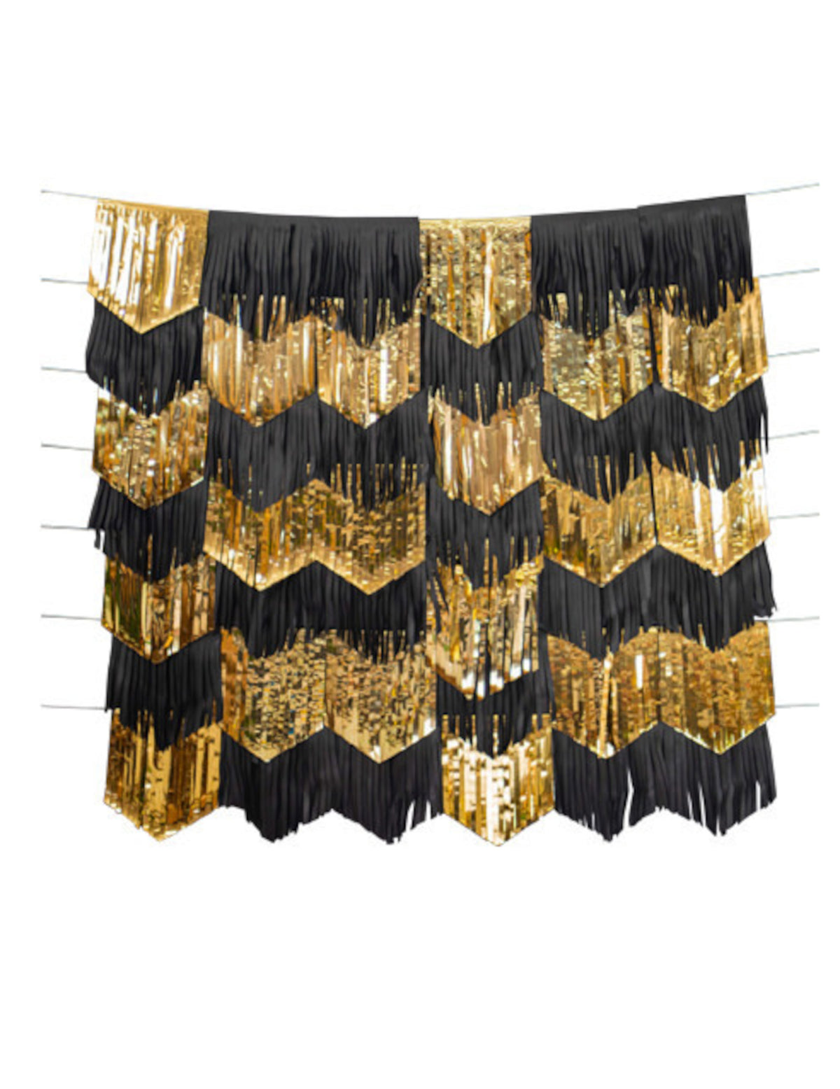 Pack décoration Bar Gothique Chic — Lot de 7 guirlandes tassels noires et or 2m