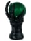 Main squelette noire avec boule de cristal lumineuse