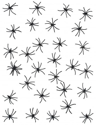 30 Mini araignées décoratives noires plastique