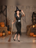 Illustration du Pack sorcière araignée femme Halloween porté, décor non inclus