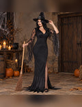Illustration du Pack sorcière avec dentelle noire femme Halloween porté, décor non inclus