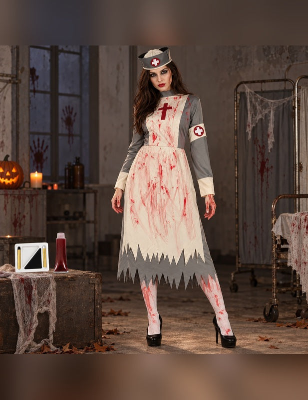 Illustration du Pack infirmière rétro zombie femme porté, décor non inclus