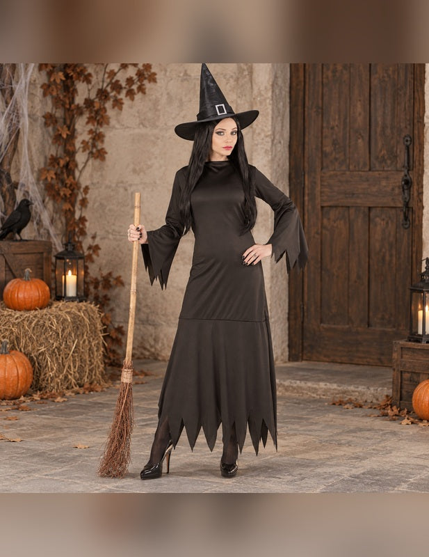 Illustration du Pack sorcière gothique noire femme porté, décor non inclus