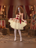 Illustration du Pack clown terrifiant beige femme porté, décor non inclus