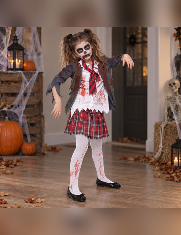 Illustration du Pack zombie écolière fille Halloween porté, décor non inclus