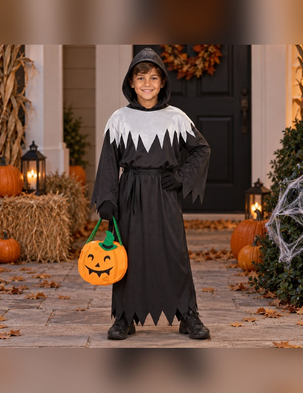 Illustration du Pack faucheuse terrifiante enfant Halloween porté, décor non inclus