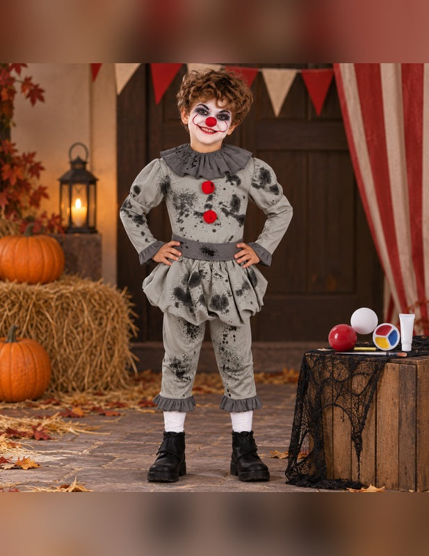 Illustration du Pack clown psychopathe garçon porté, décor non inclus