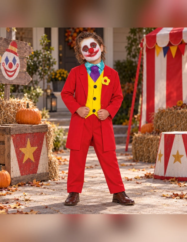 Illustration du Pack clown rouge fou enfant porté, décor non inclus