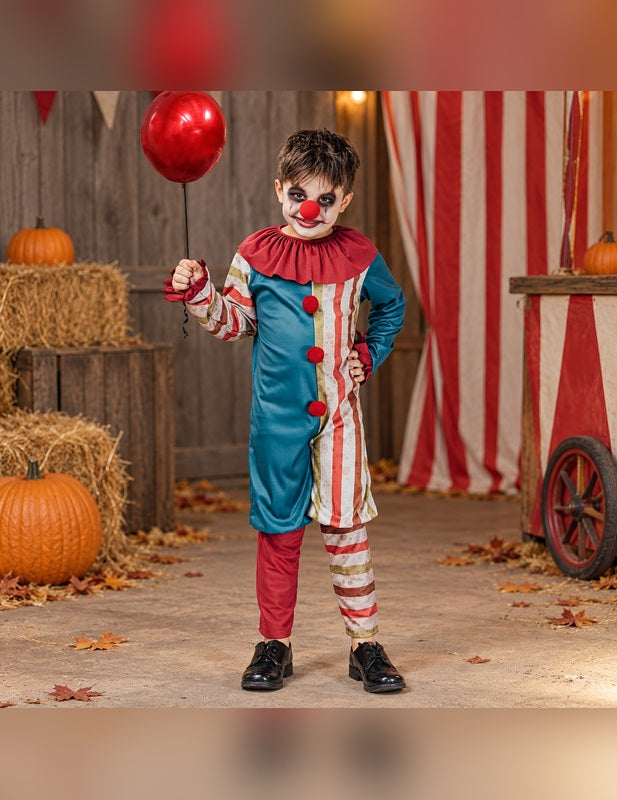 Illustration du Pack clown coloré Halloween garçon porté, décor non inclus