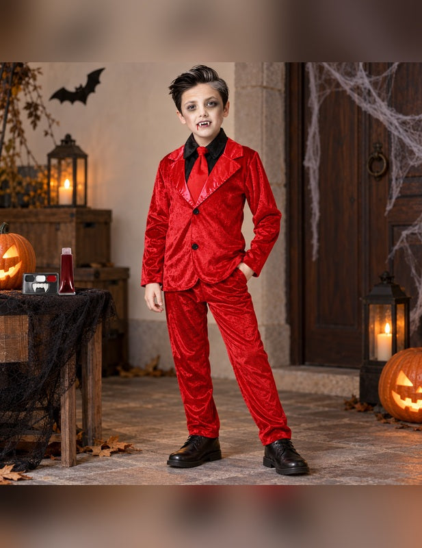Illustration du Pack Vampire élégant rouge enfant porté, décor non inclus