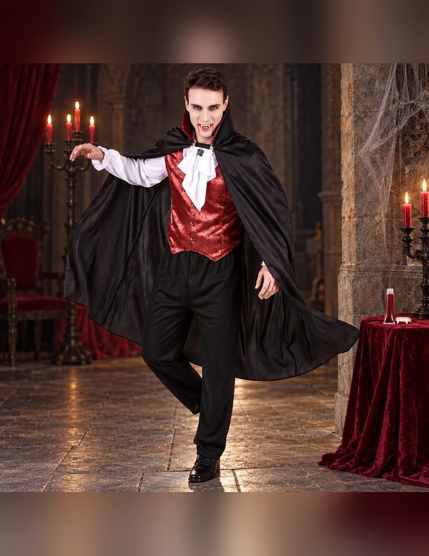 Illustration du Pack vampire rouge homme Halloween porté, décor non inclus