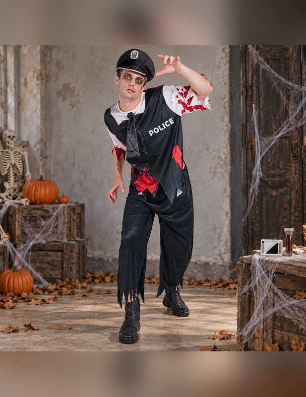 Illustration du Pack zombie sanglant policier homme porté, décor non inclus