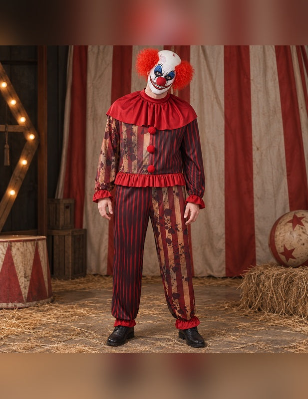 Illustration du Pack clown terrifiant rouge homme porté, décor non inclus