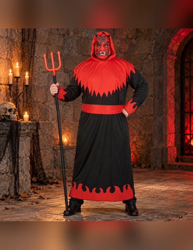 Illustration du Pack diable des enfers homme grande taille Halloween porté, décor non inclus