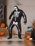 Illustration du Pack noir squelette homme grande taille Halloween porté, décor non inclus