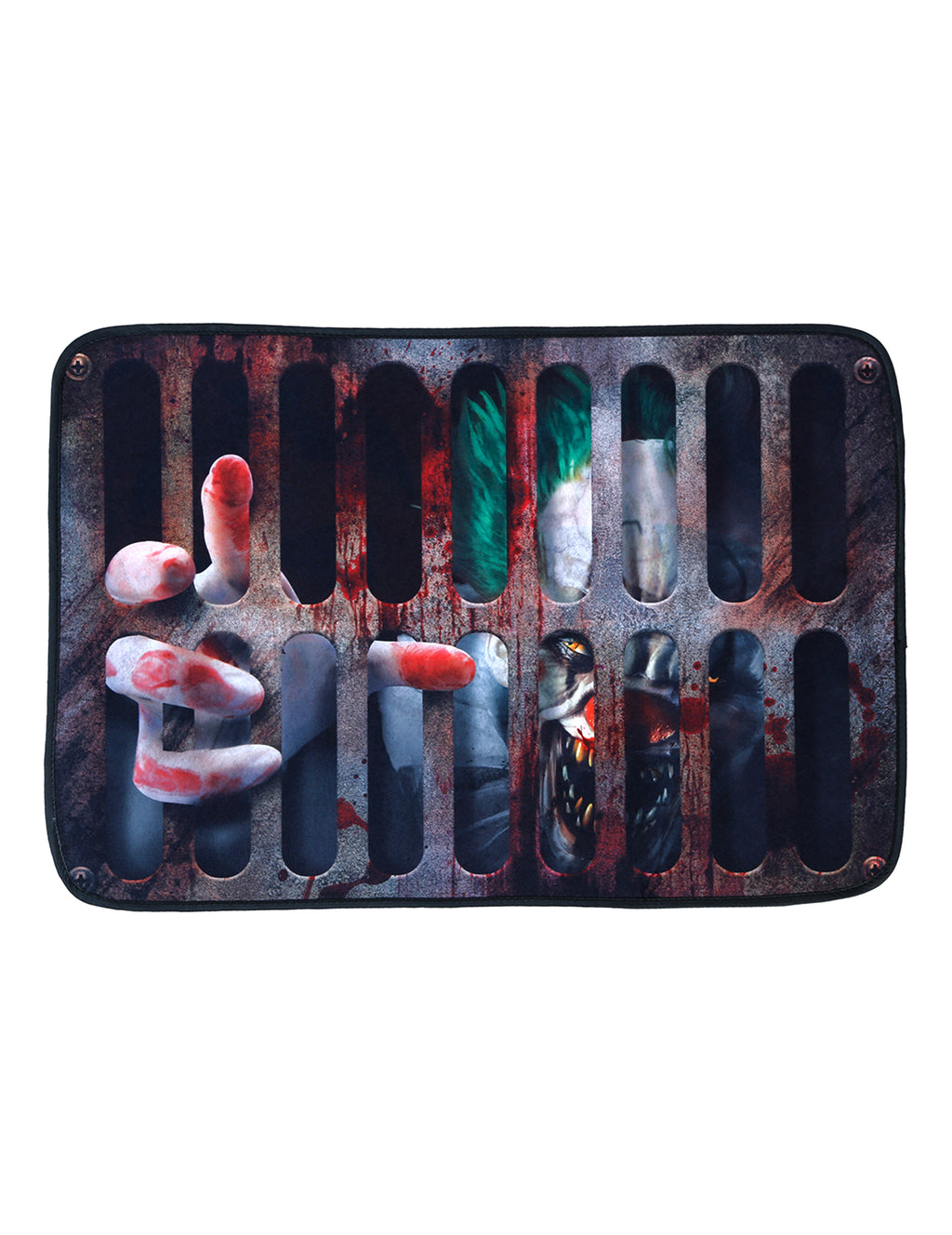 Le cirque maudit — paillasson clown tueur, 60 × 40 cm