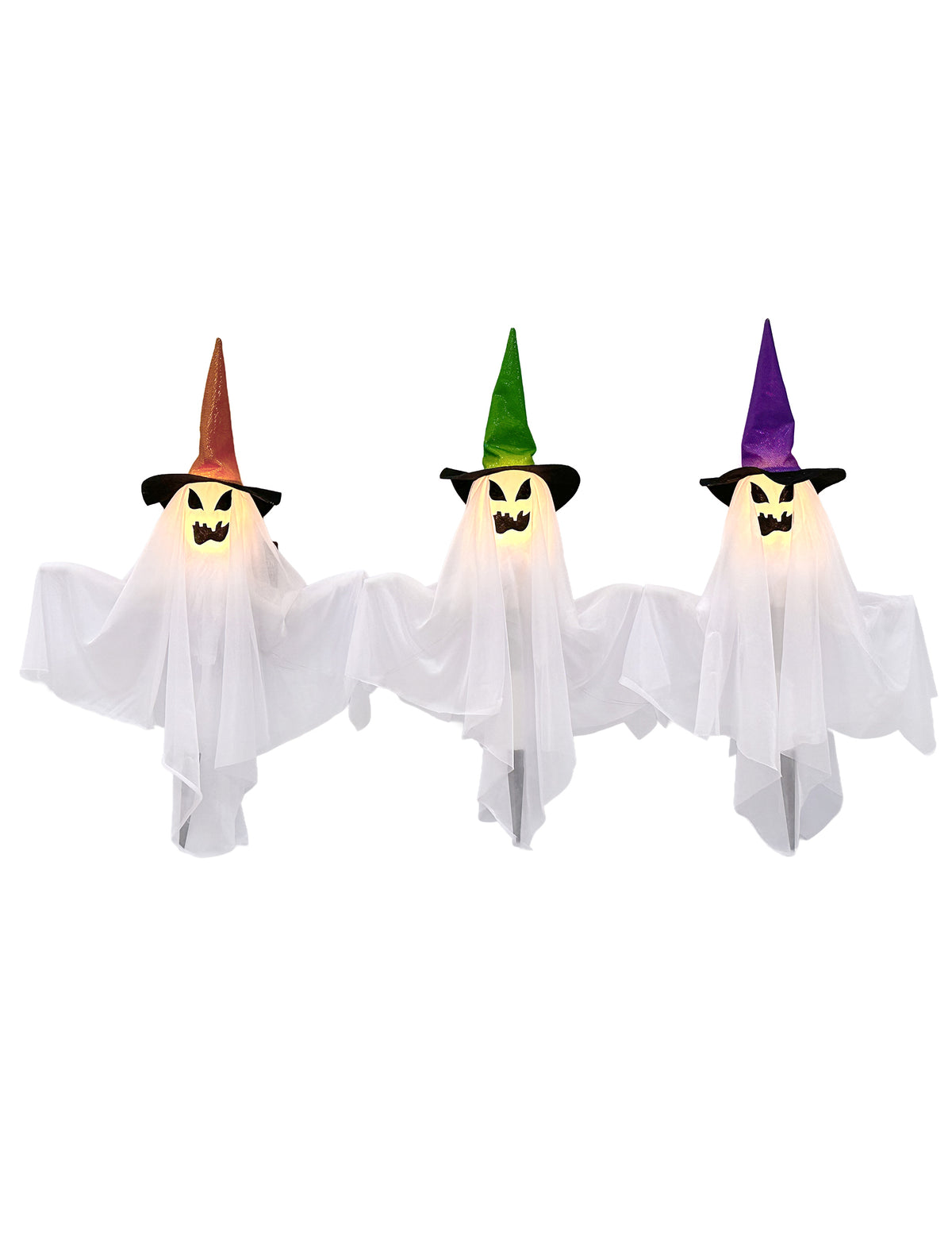 L'allée des fantômes — set de trois fantômes lumineux à planter, 68 cm