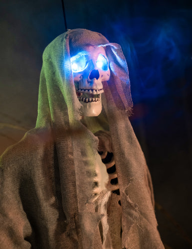 Squelette gris lumineux à suspendre Halloween 180 cm