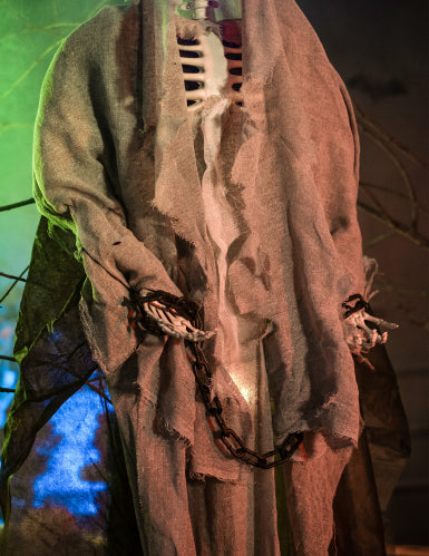 Squelette gris lumineux à suspendre Halloween 180 cm