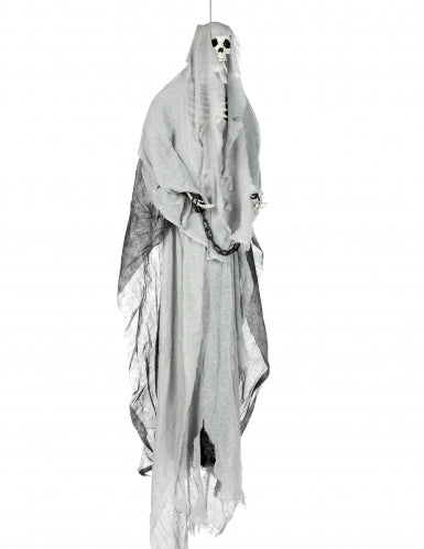 Squelette gris lumineux à suspendre Halloween 180 cm